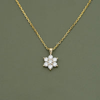 Round Cut Lab Diamond Dainty Flower Necklace