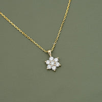 Round Cut Lab Diamond Dainty Flower Necklace