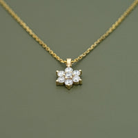 Round Cut Lab Diamond Dainty Flower Necklace