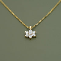 Round Cut Lab Diamond Dainty Flower Necklace