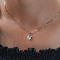 Round Cut Lab Diamond Dainty Flower Necklace