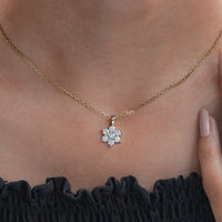 Round Cut Lab Diamond Dainty Flower Necklace