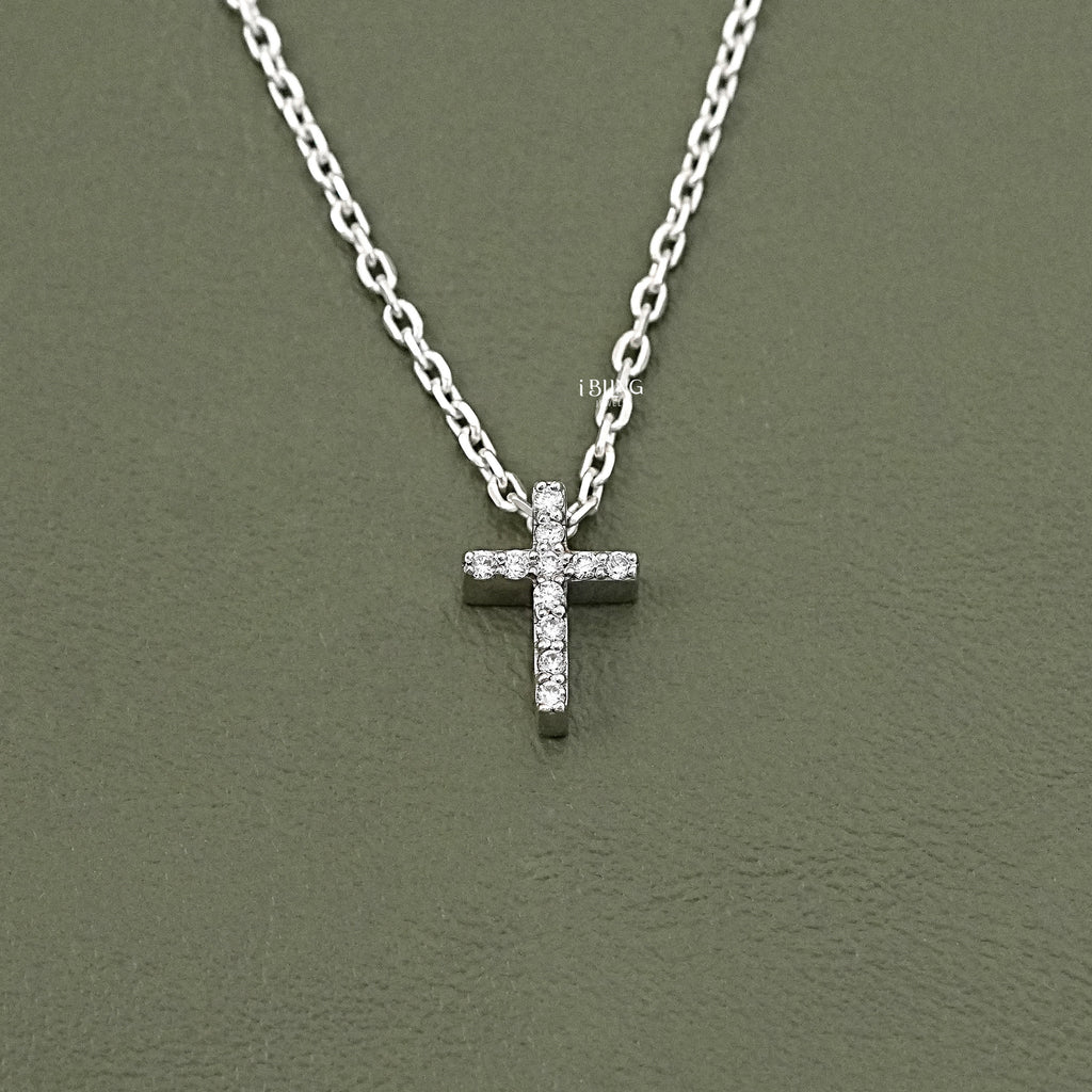 Round Lab Diamond Cross Pendant