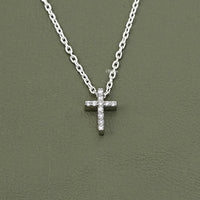 Round Lab Diamond Cross Pendant