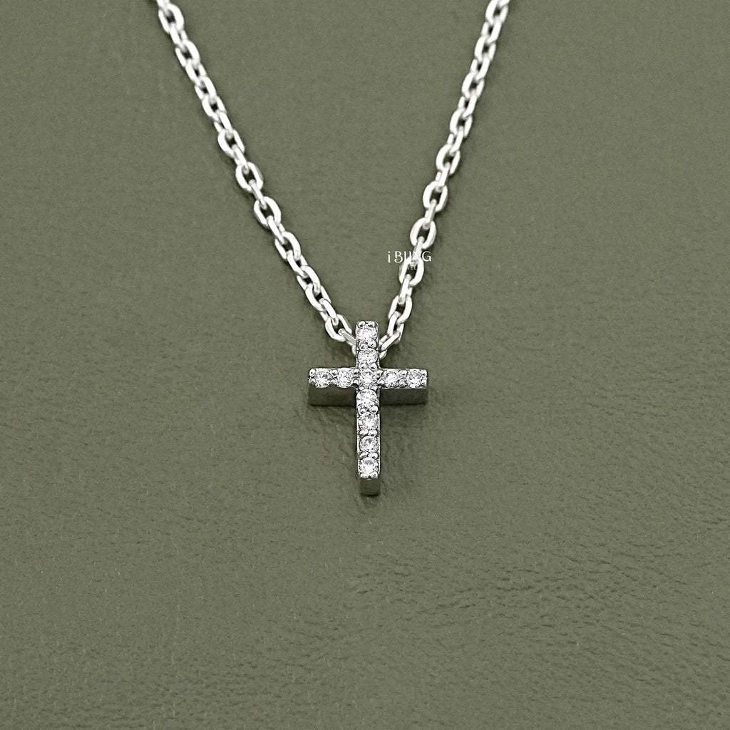 Round Lab Diamond Cross Pendant