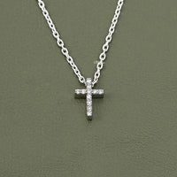 Round Lab Diamond Cross Pendant
