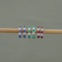 Lab Diamond And Gemstone In-Out Hoop Earrings