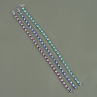 Multi Gemstone Round Diamond Tennis Bracelet