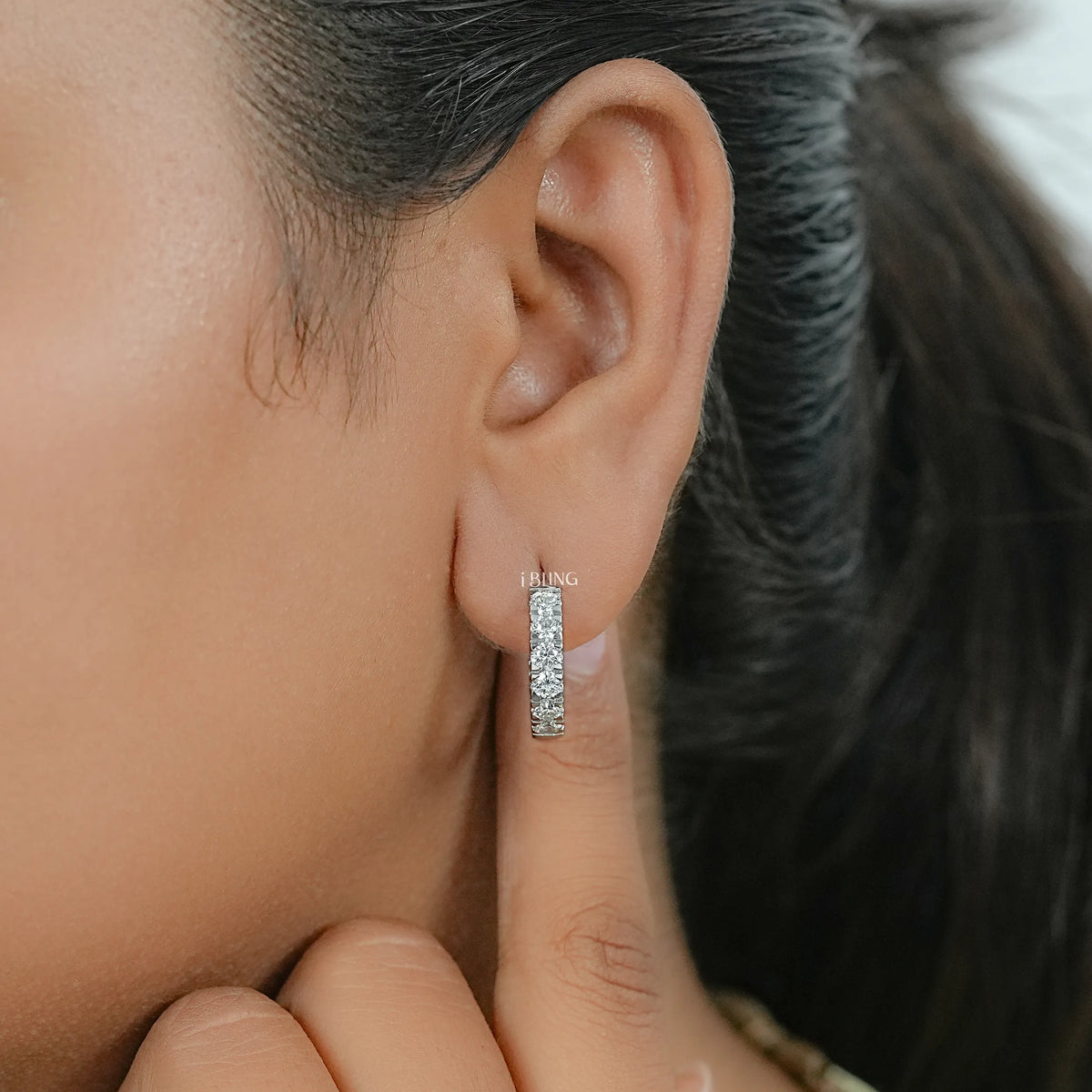 Round Lab Grown Diamond In-Out Hoop Earrings
