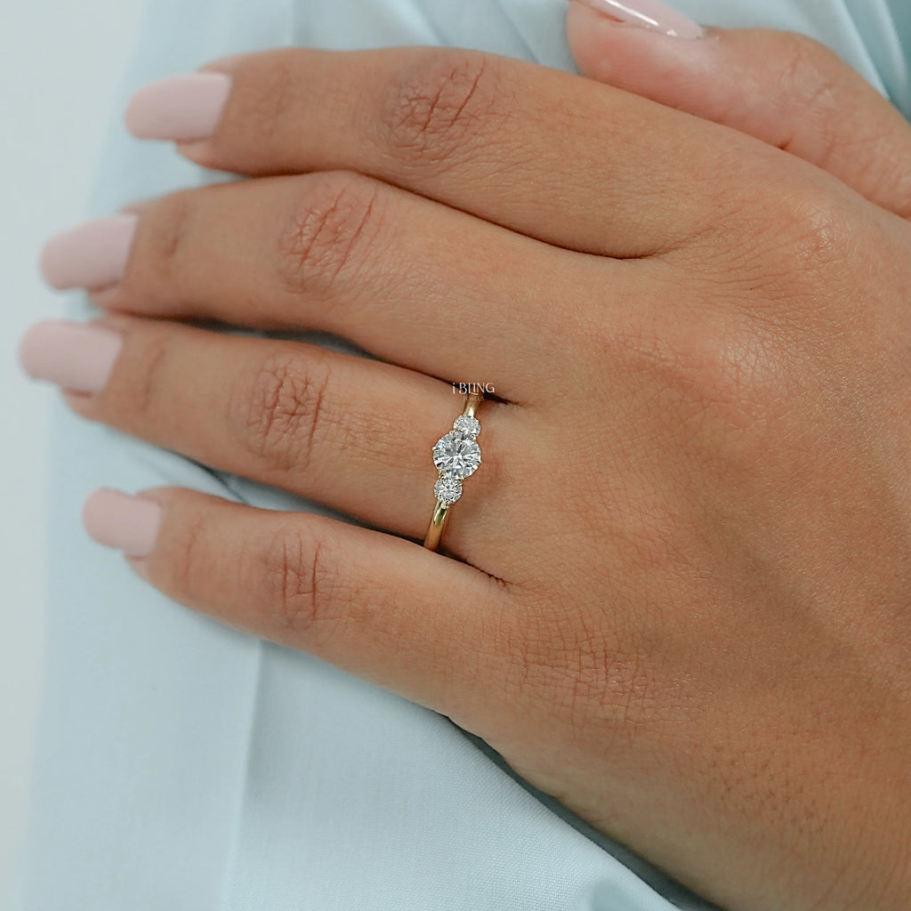 Old European Round Three Stone Anniversary Ring