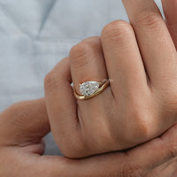 Pear Cut Lab Grown Diamond Curved Solitaire Ring