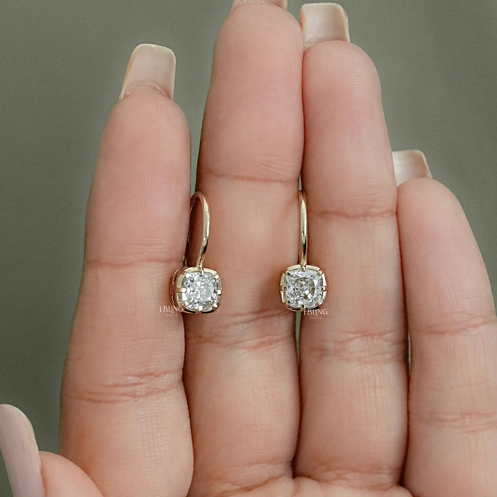 Cushion Lab Grown Diamond Hoop Earrings