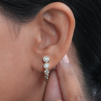 Graduated Round Diamond C Hoop Earrings