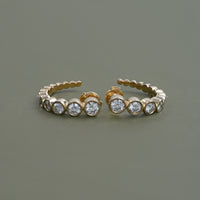 Graduated Round Diamond C Hoop Earrings