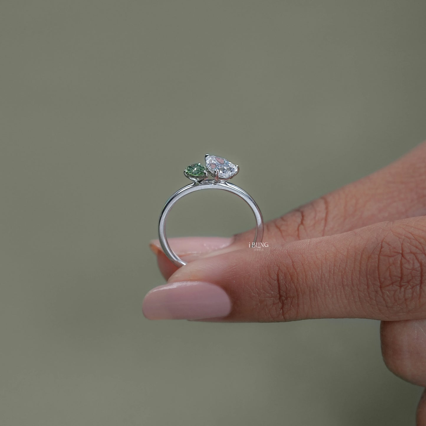 Green Pear Lab Diamond Dainty Toi Moi Wedding Ring