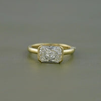 Radiant Cut East West Half Bezel Set Engagement Ring