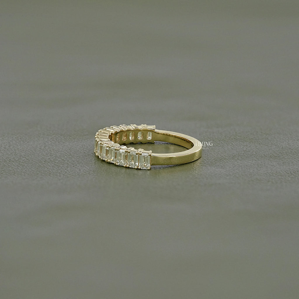 Emerald Cut Lab Diamond Half Eternity Band