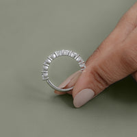 Round Lab Diamond Half Eternity Wedding Band