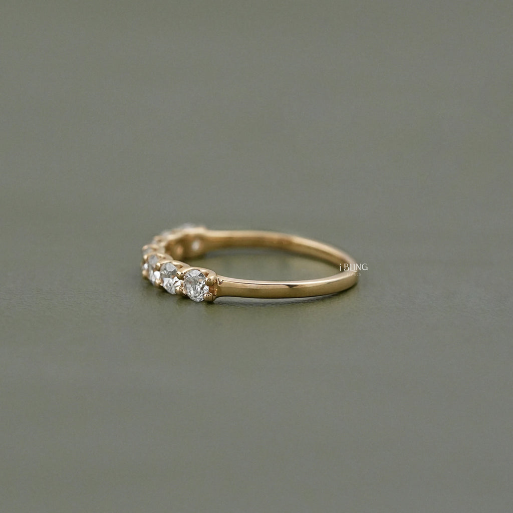 Round Cut Lab Diamond Half Eternity Wedding Band