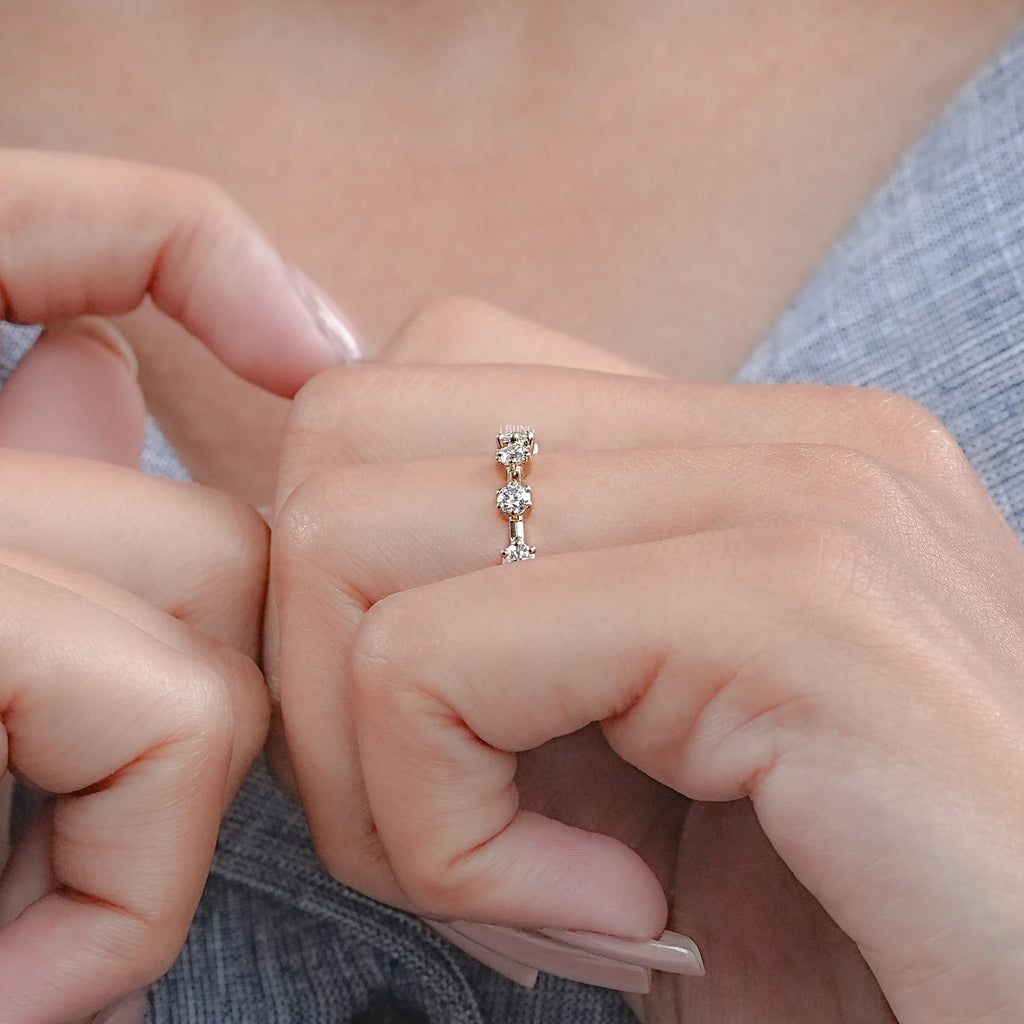 Round Diamond Six Prong Half Eternity Wedding Band