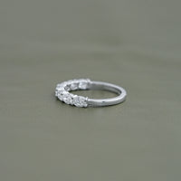 East West Oval Lab Diamond Half Eternity Wedding Band