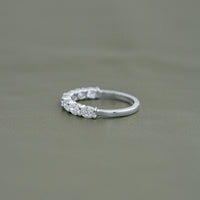 East West Oval Lab Diamond Half Eternity Wedding Band