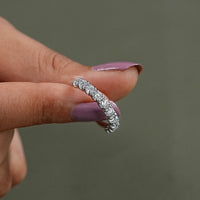 Round Lab Diamond Half Eternity Wedding Band
