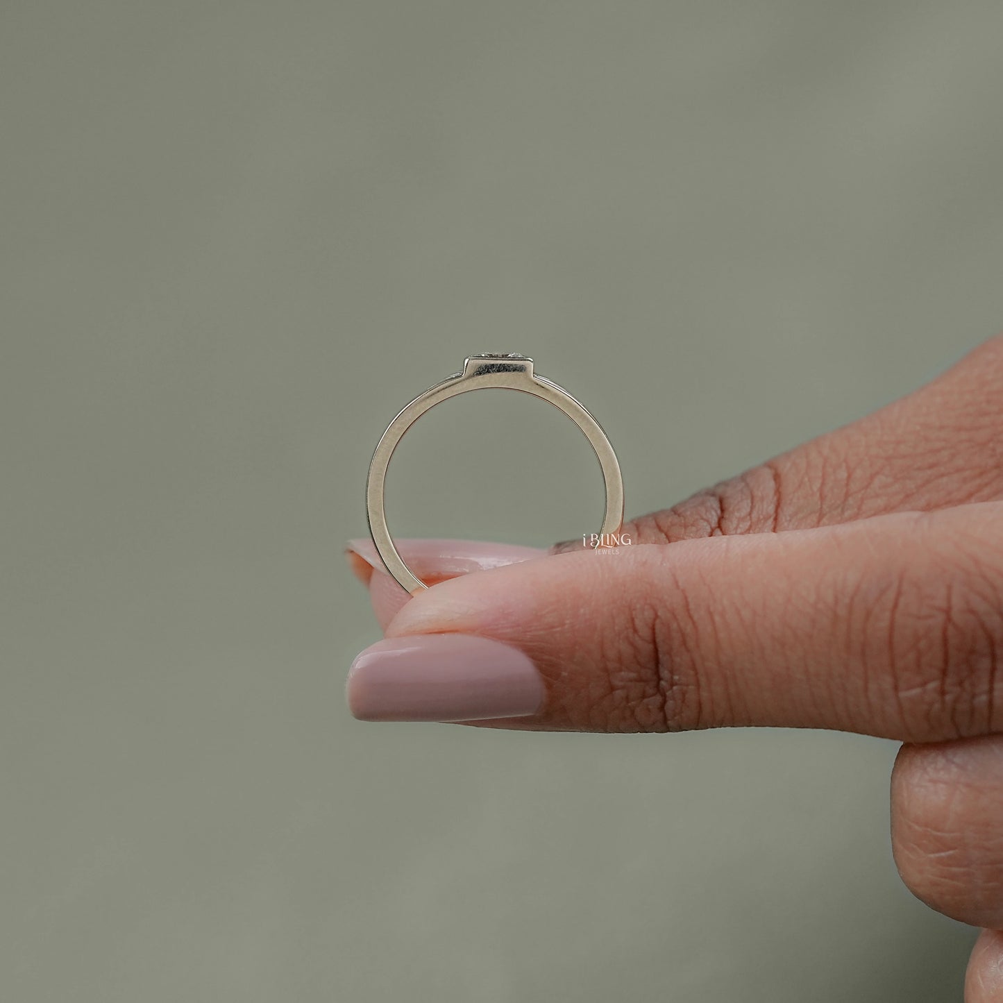 Half Moon Lab Diamond Solitaire Engagement Ring