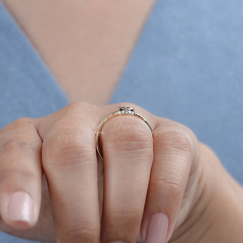 Half Moon Lab Diamond Solitaire Engagement Ring