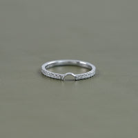 Half Moon Shape Round Diamond Dainty Wedding Band