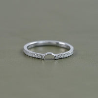 Half Moon Shape Round Diamond Dainty Wedding Band