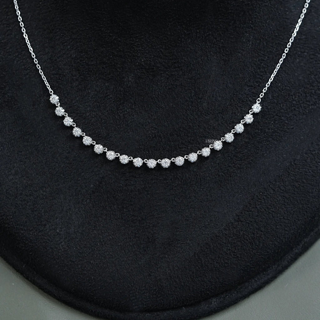Old European Round Diamond Half Tennis Necklace