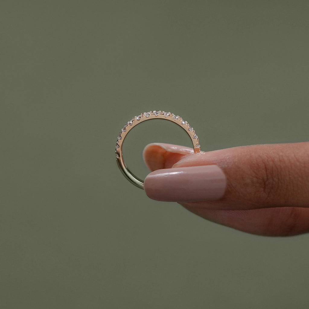 Round Cut Lab Diamond Half Eternity Wedding Band