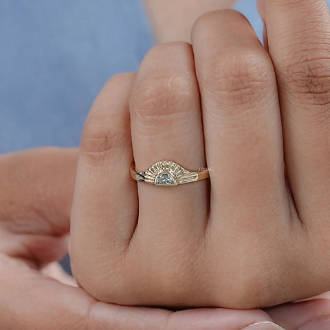 Half Moon Lab Diamond Solitaire Engagement Ring