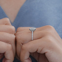 Oval Cut Lab Diamond Hidden Halo Accent Ring