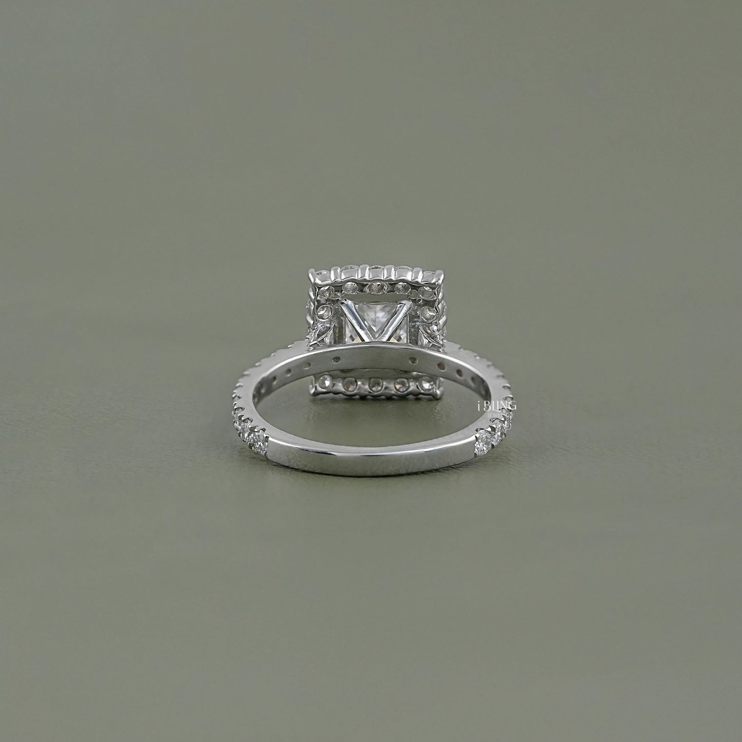 Princess Lab Diamond Halo Engagement Ring
