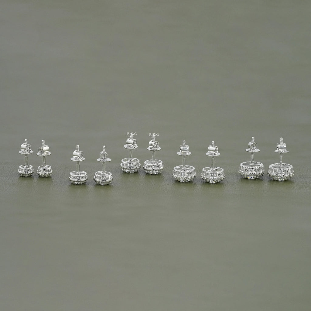 Round Moissanite Diamond Halo Stud Earrings