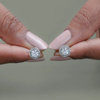 Round Cut Lab Grown Diamond Halo Stud