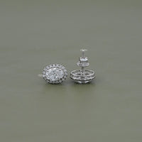 Oval Cut Lab Grown Diamond Halo Stud Earrings