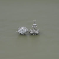 Oval Cut Lab Grown Diamond Halo Stud Earrings
