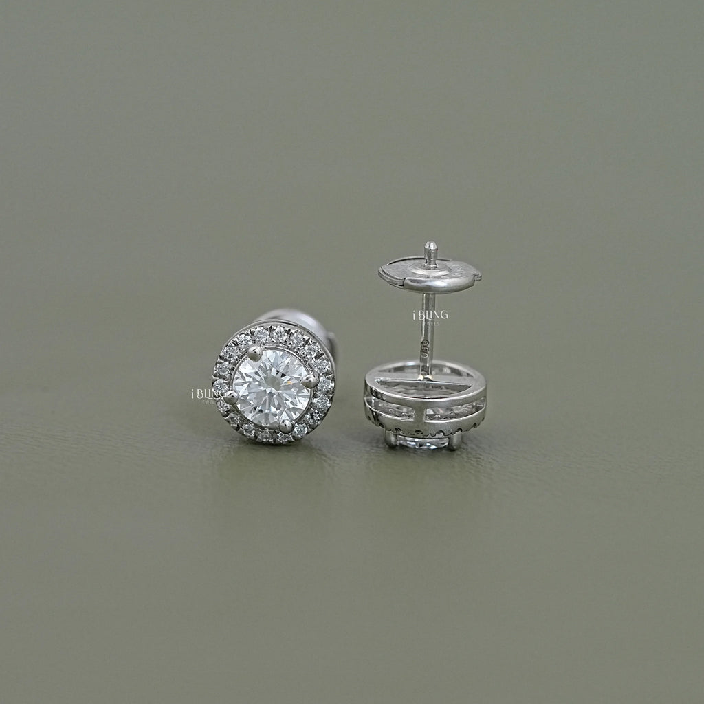 Round Cut Lab Grown Diamond Halo Stud