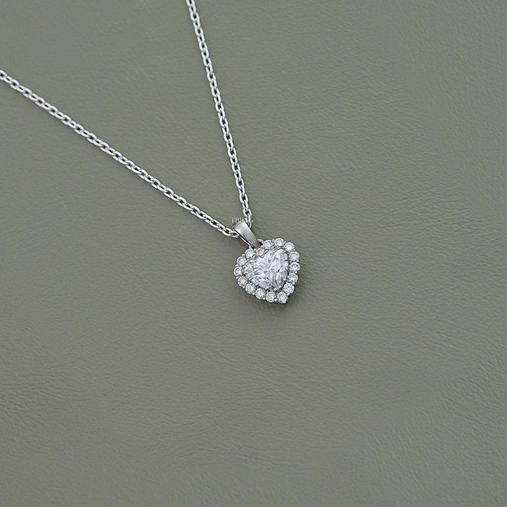 Heart Lab Diamond Halo Necklace