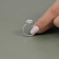 Heart Cut Halo Diamond Accent Engagement Ring