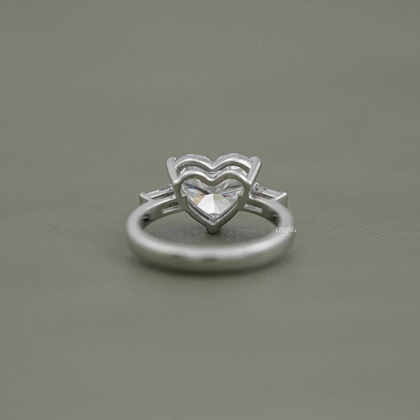 Three Stone Heart Lab Diamond Engagement Ring Solitaire Ring