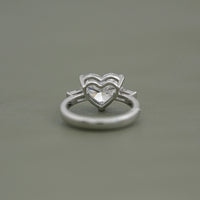 Three Stone Heart Lab Diamond Engagement Ring