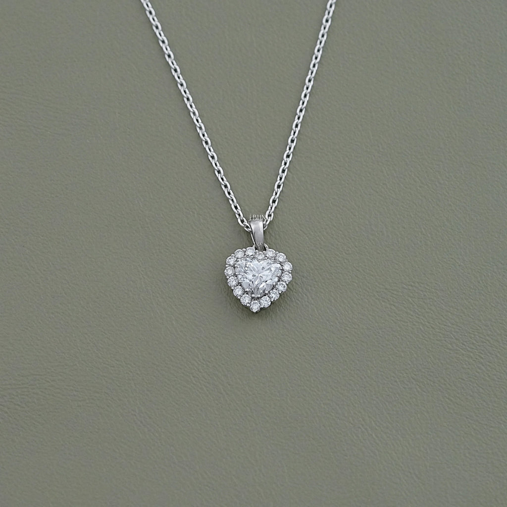 Heart Lab Diamond Halo Necklace