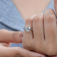 Three Stone Heart Lab Diamond Engagement Ring