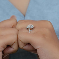 Heart Cut Halo Diamond Accent Engagement Ring