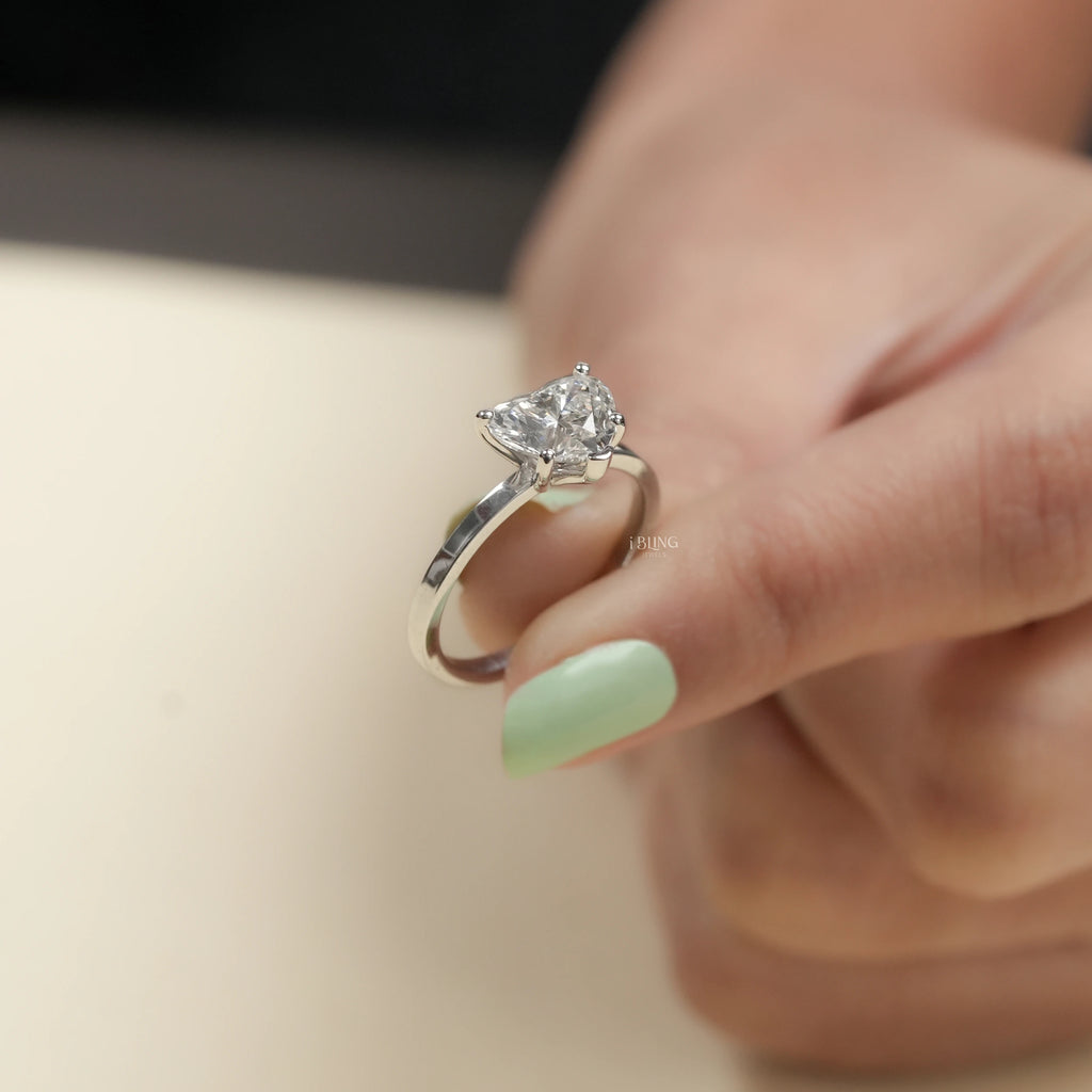 Heart Lab Diamond Solitaire Engagement Ring