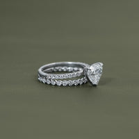 Heart Cut Lab Grown Diamond Accent Bridal Ring Sets